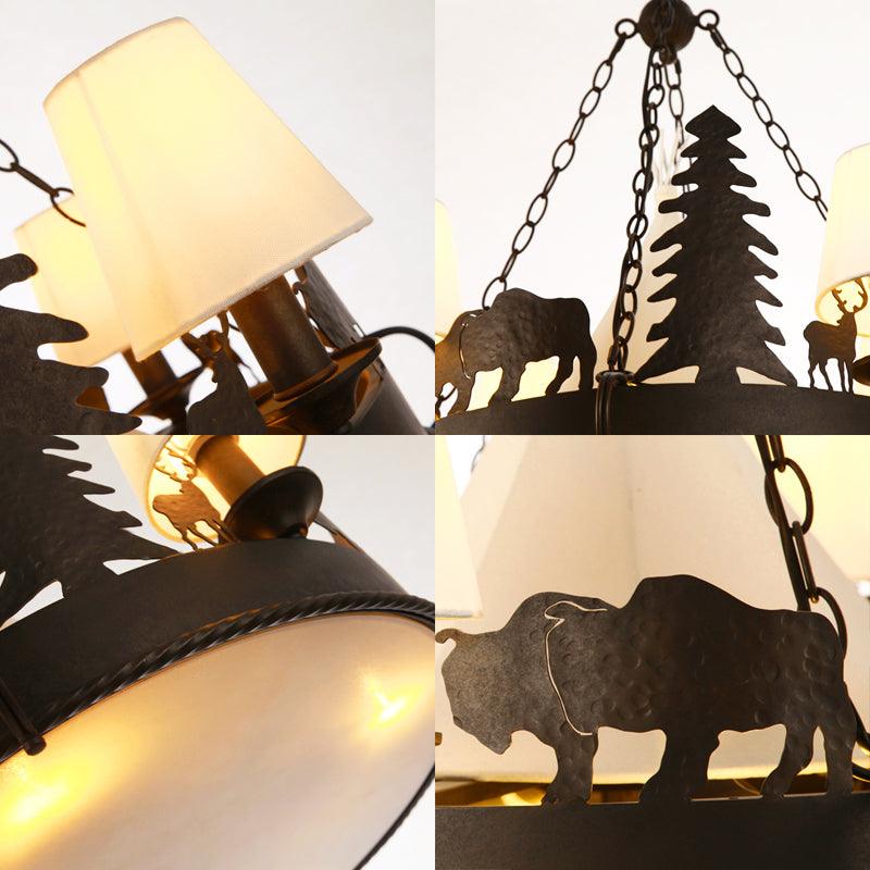 7/8 Lights Metal Hanging Chandelier Country Black Tapered Pendant Light Fixture 17/29 W - Rebooters