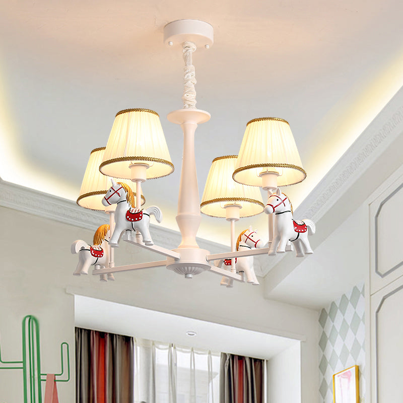 White Horse Chandelier Lamp Childrens Resin Ceiling Light - Rebooters