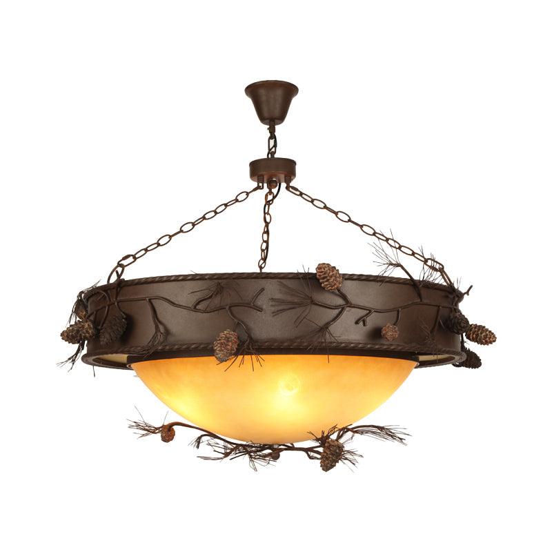 4 Lights Ceiling Light Country Bowl Frosted Glass Chandelier - Rebooters