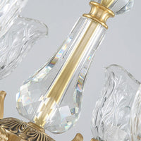 3 Lights Chandelier Lighting Antique Scalloped Clear Crystal Glass Suspension Lamp in Gold - Rebooters