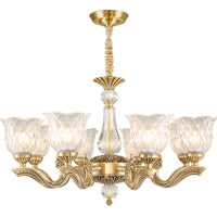 3 Lights Chandelier Lighting Antique Scalloped Clear Crystal Glass Suspension Lamp in Gold - Rebooters