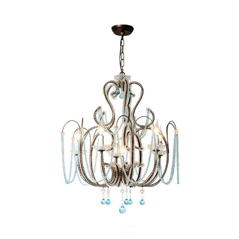 6 Lights Curve Arm Chandelier Light Vintage Rust Metal - Rebooters