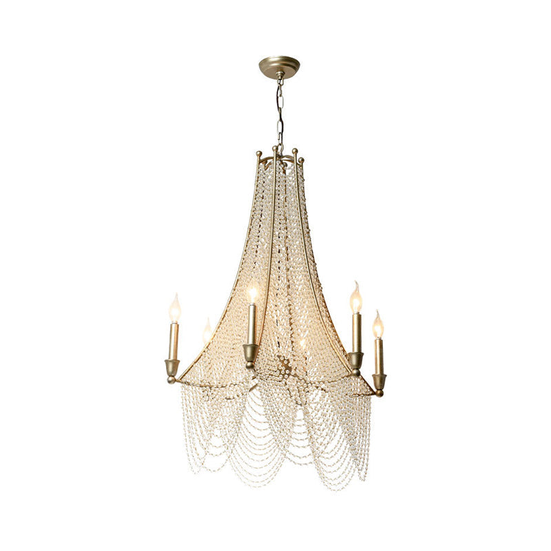 Traditional Flared Chandelier Light 6 Lights Gold Crystal - Rebooters