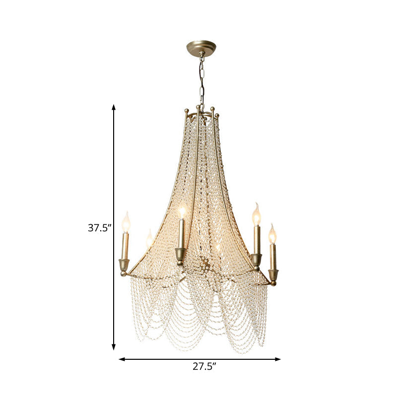 Traditional Flared Chandelier Light 6 Lights Gold Crystal - Rebooters