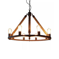 Circular Living Room Chandelier Farmhouse Black Metal Light - Rebooters