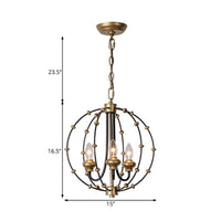 3/5 Bulbs Dining Room Ceiling Lamp Country Black Chandelier - Rebooters