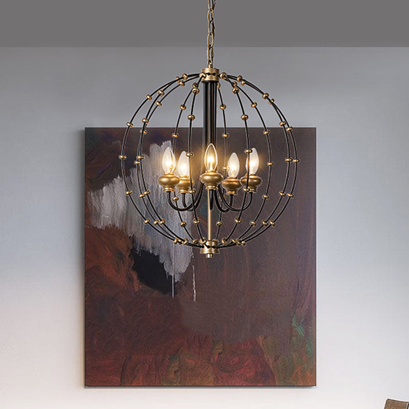 3/5 Bulbs Dining Room Ceiling Lamp Country Black Chandelier - Rebooters