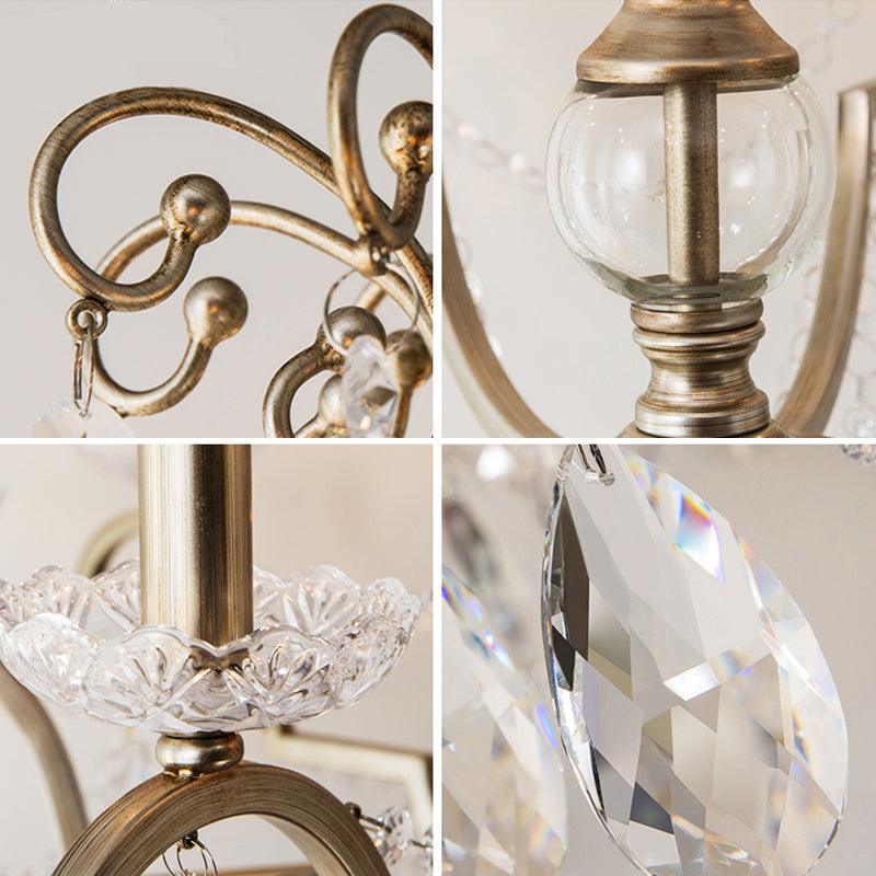 Aged Silver Candle Chandelier Rustic Crystal Living Room Light - Rebooters