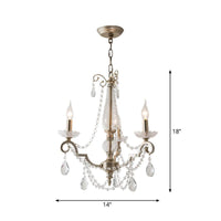 Aged Silver Candle Chandelier Rustic Crystal Living Room Light - Rebooters