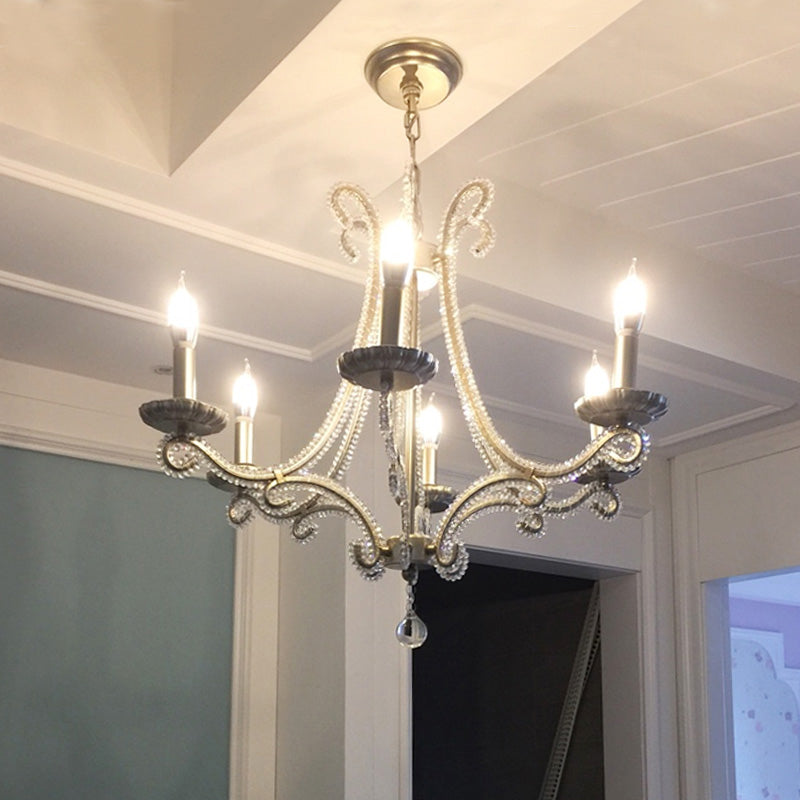 Nickel Finish 6-Bulb Ceiling Pendant Light Traditional Chandelier - Rebooters