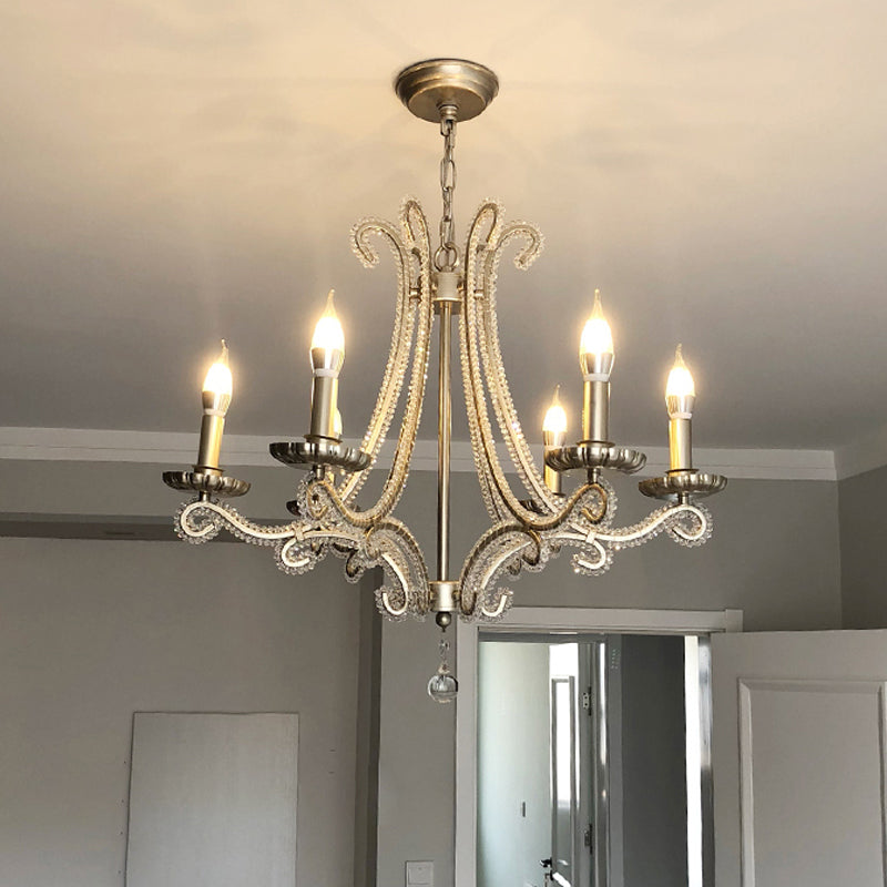 Nickel Finish 6-Bulb Ceiling Pendant Light Traditional Chandelier - Rebooters