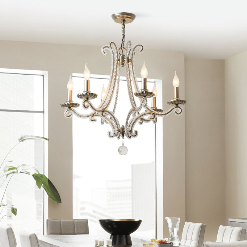 Nickel Finish 6-Bulb Ceiling Pendant Light Traditional Chandelier - Rebooters