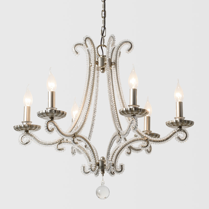 Nickel Finish 6-Bulb Ceiling Pendant Light Traditional Chandelier - Rebooters