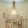 Wood Strand Empire Shape Hanging Light Fixture Traditional 3 Lights Stairway Chandelier Light in Gold - Rebooters