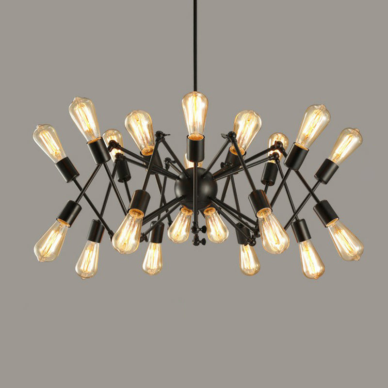 20 Lights Spider Chandelier Rustic Black Metallic Ceiling Suspension Lamp for Dining Room - Rebooters