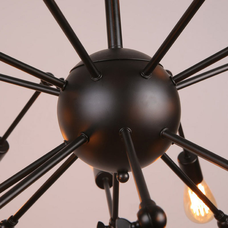 20 Lights Spider Chandelier Rustic Black Metallic Ceiling Suspension Lamp for Dining Room - Rebooters