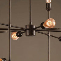 16 Bulbs 4-Sided Chandelier Black Metal Ceiling Hang Light - Rebooters