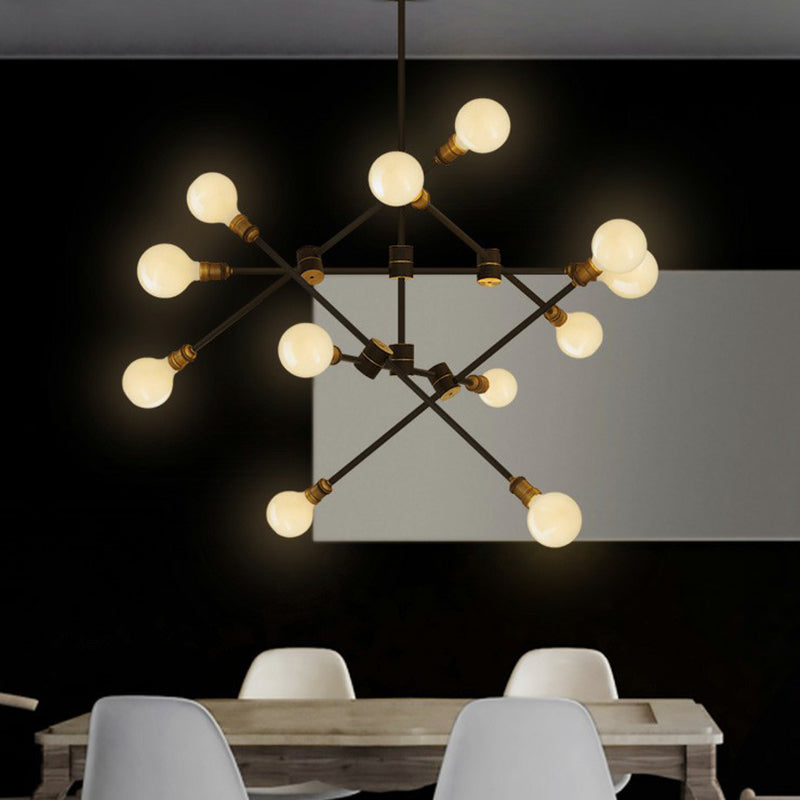 Black Rotatable Rod Arm Hanging Light Industrial Iron Chandelier - Rebooters