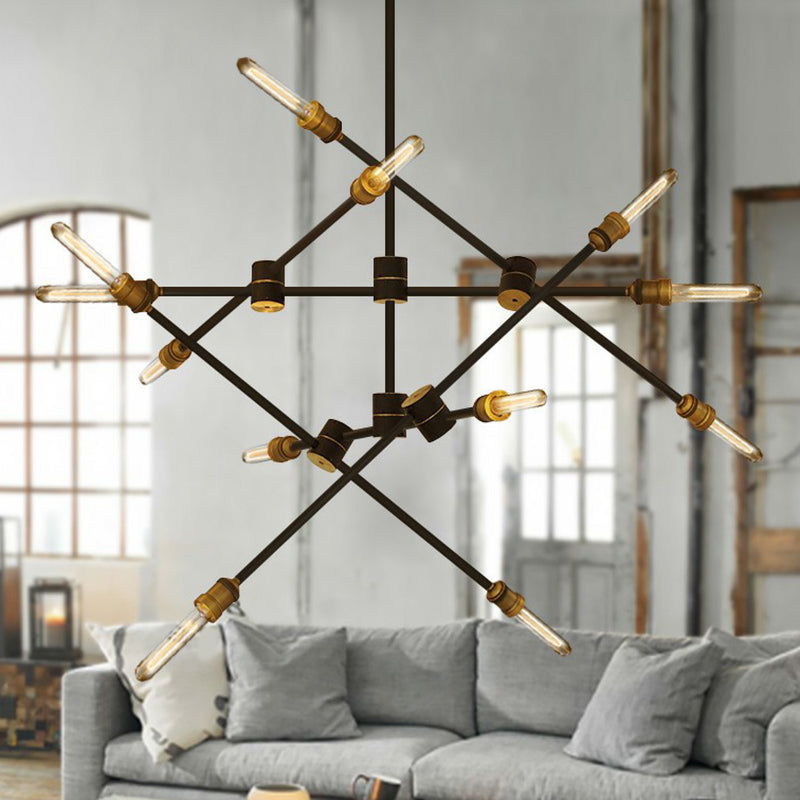 Black Rotatable Rod Arm Hanging Light Industrial Iron Chandelier - Rebooters
