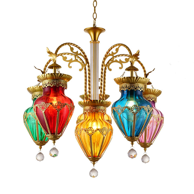 Colorful Glass Droplet Hanging Lamp Turkish Chandelier Gold - Rebooters