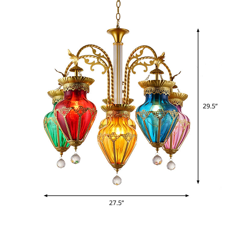 Colorful Glass Droplet Hanging Lamp Turkish Chandelier Gold - Rebooters