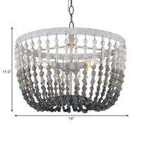 Beaded Wood Chandelier Lamp Rustic 3 Lights Black Fixture - Rebooters