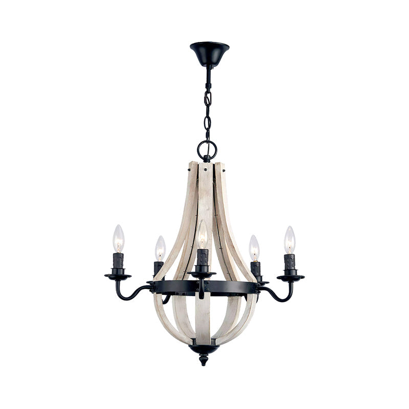 Wood Empire Chandelier Lamp Traditional 5 Lights Ceiling Lamp - Rebooters