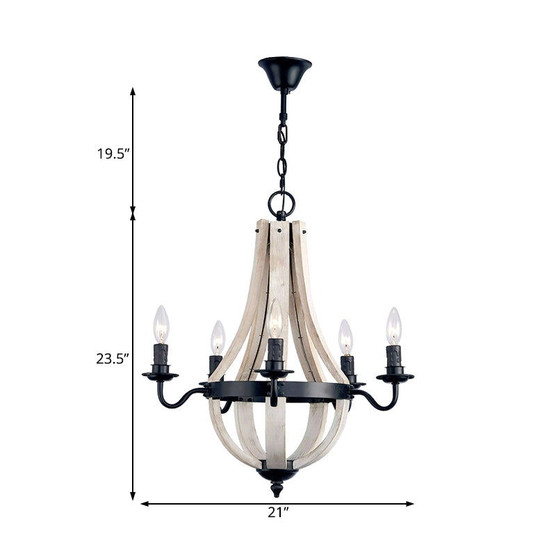 Wood Empire Chandelier Lamp Traditional 5 Lights Ceiling Lamp - Rebooters