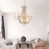 Empire Wood Strand Chandelier Light Rustic 9 Lights Pendant Ceiling Light in White - Rebooters