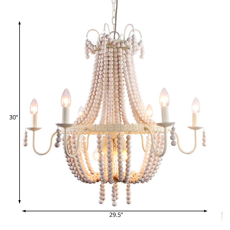 Empire Wood Strand Chandelier Light Rustic 9 Lights Pendant Ceiling Light in White - Rebooters