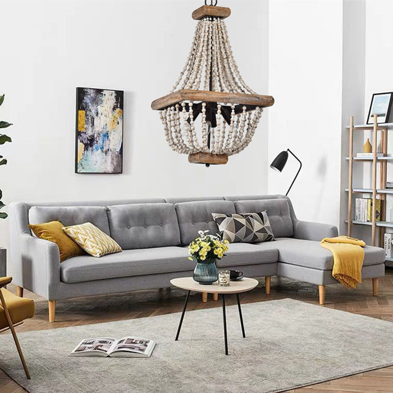 Empire Shape Living Room Chandelier Dark Wood 4 Lights - Rebooters