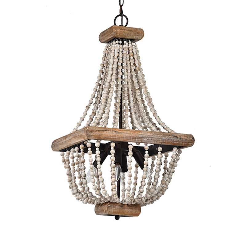 Empire Shape Living Room Chandelier Dark Wood 4 Lights - Rebooters