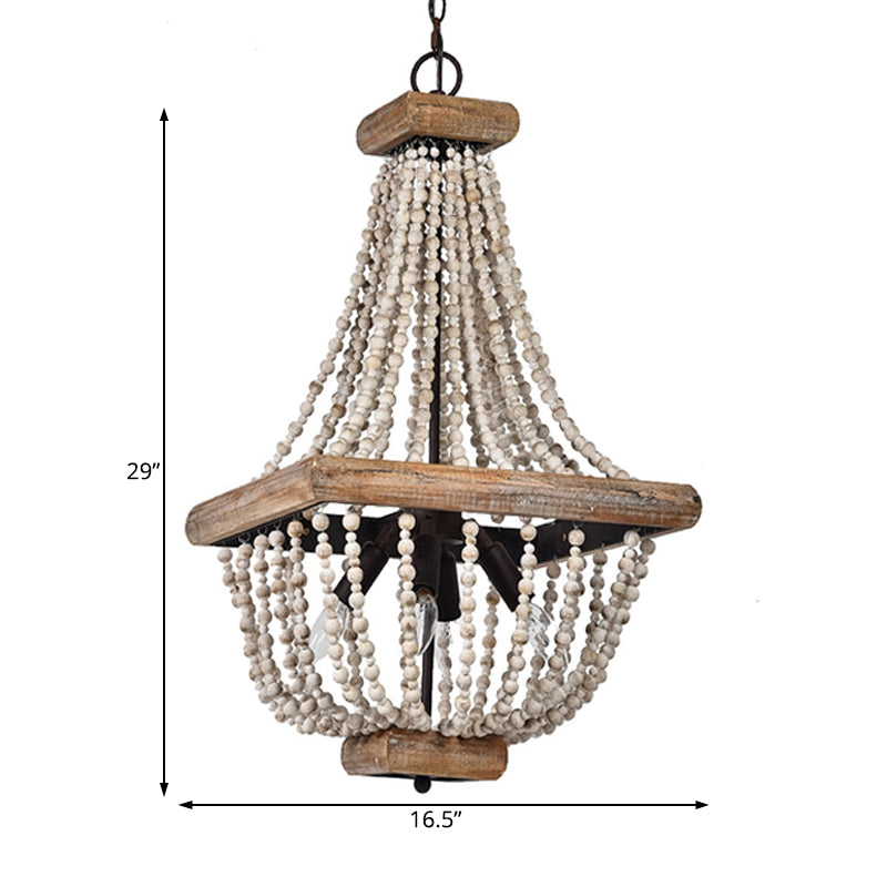Empire Shape Living Room Chandelier Dark Wood 4 Lights - Rebooters