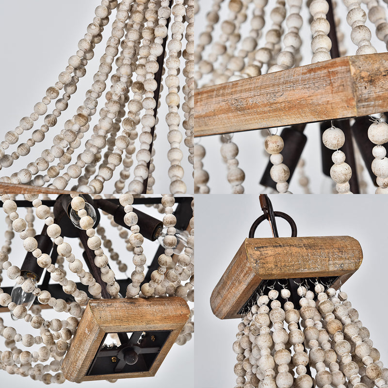 Empire Shape Living Room Chandelier Dark Wood 4 Lights - Rebooters