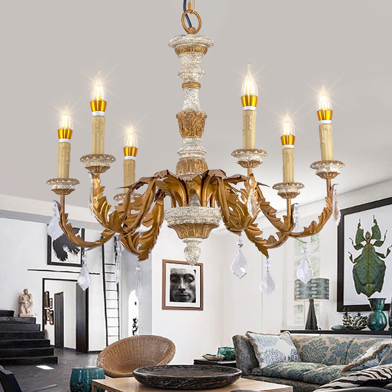 Gold Candle Chandelier Light Traditional Crystal 6 Lights Fixture - Rebooters