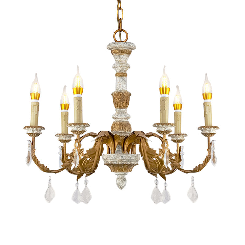 Gold Candle Chandelier Light Traditional Crystal 6 Lights Fixture - Rebooters