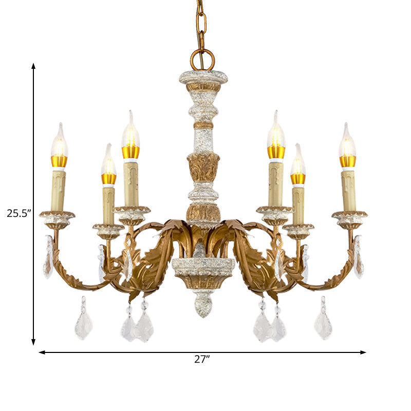 Gold Candle Chandelier Light Traditional Crystal 6 Lights Fixture - Rebooters