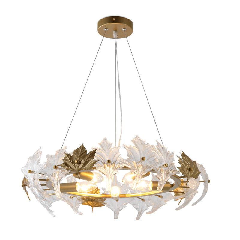 5 Lights Chandelier Light with Maple Crystal Colonial Fixture - Rebooters