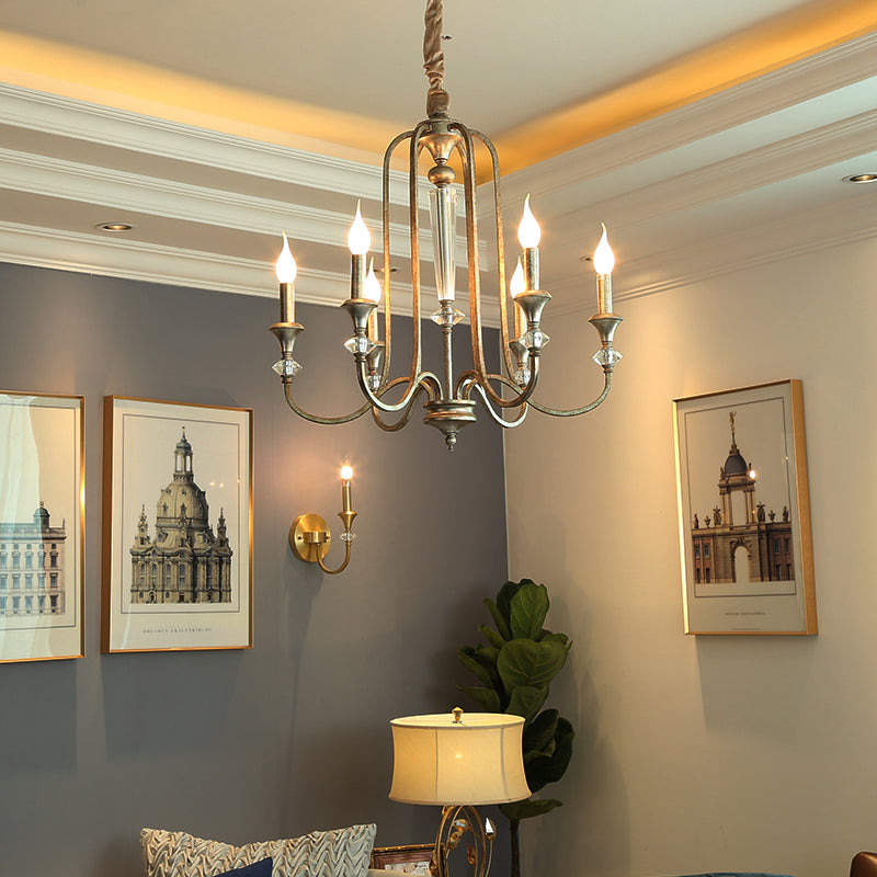 Candle Living Room Chandelier Light Rustic Metal 6 Lights - Rebooters