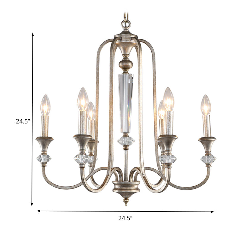 Candle Living Room Chandelier Light Rustic Metal 6 Lights - Rebooters