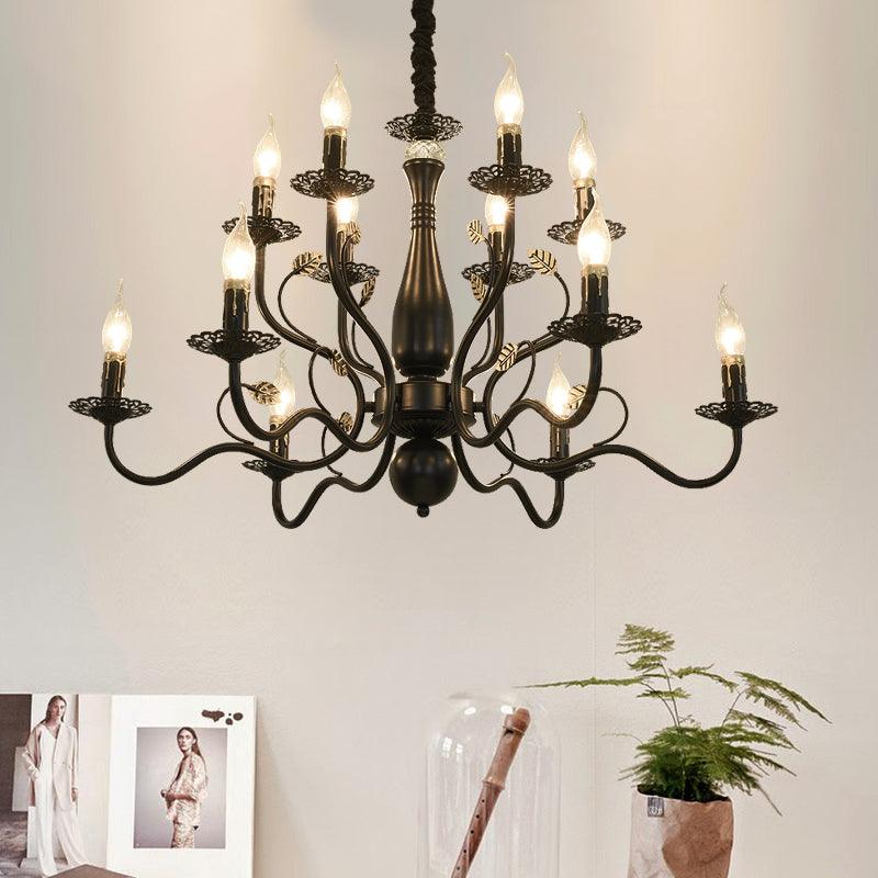 5/12/16 Lights Metal Pendant Chandelier Rustic Black Gold Fixture - Rebooters