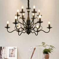 5/12/16 Lights Metal Pendant Chandelier Rustic Black Gold Fixture - Rebooters