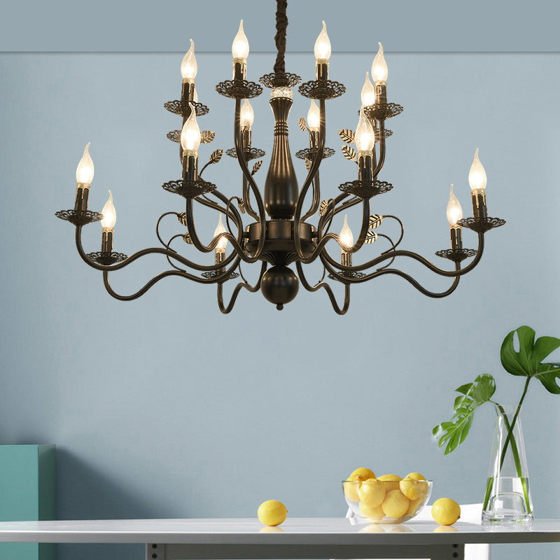 5/12/16 Lights Metal Pendant Chandelier Rustic Black Gold Fixture - Rebooters