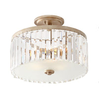 3 Lights Clear Crystal Block Ceiling Light Vintage Drum - Rebooters