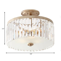 3 Lights Clear Crystal Block Ceiling Light Vintage Drum - Rebooters