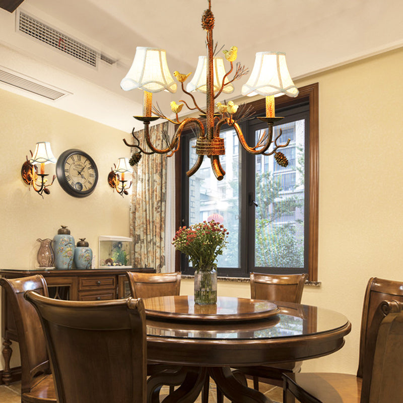 Brown 3 Lights Pendant Chandelier Rustic Metal Light Fixture - Rebooters