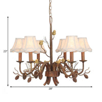6 Lights Pendant Light Rustic Scalloped Metal Chandelier - Rebooters