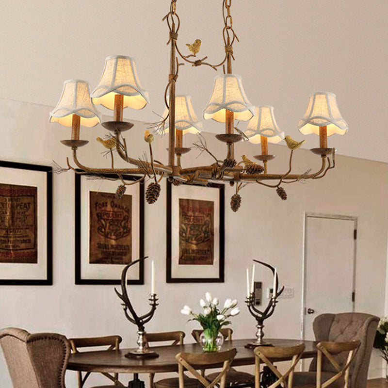 Metal Bell Shade Chandelier 6 Lights Living Room Pendant Light - Rebooters