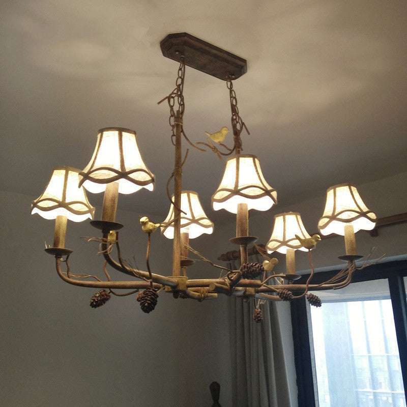 Metal Bell Shade Chandelier 6 Lights Living Room Pendant Light - Rebooters