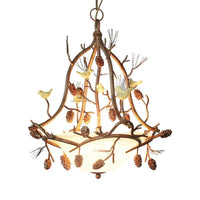 3 Lights Frosted Glass Hanging Chandelier Country Brown Bowl Dining Room Pendant Light Fixture - Rebooters